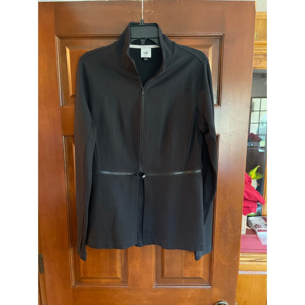 Cabi Relax Convertible Stretch Ponte Knit Long Black Zip Jacket size Medium - Picture 2 of 7